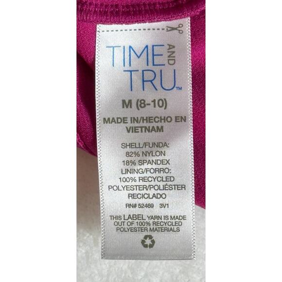 NEW Time And Tru Woman's Pink V Wire One Piece Swimsuit Medium (8-10) NWOT - Picture 3 of 5